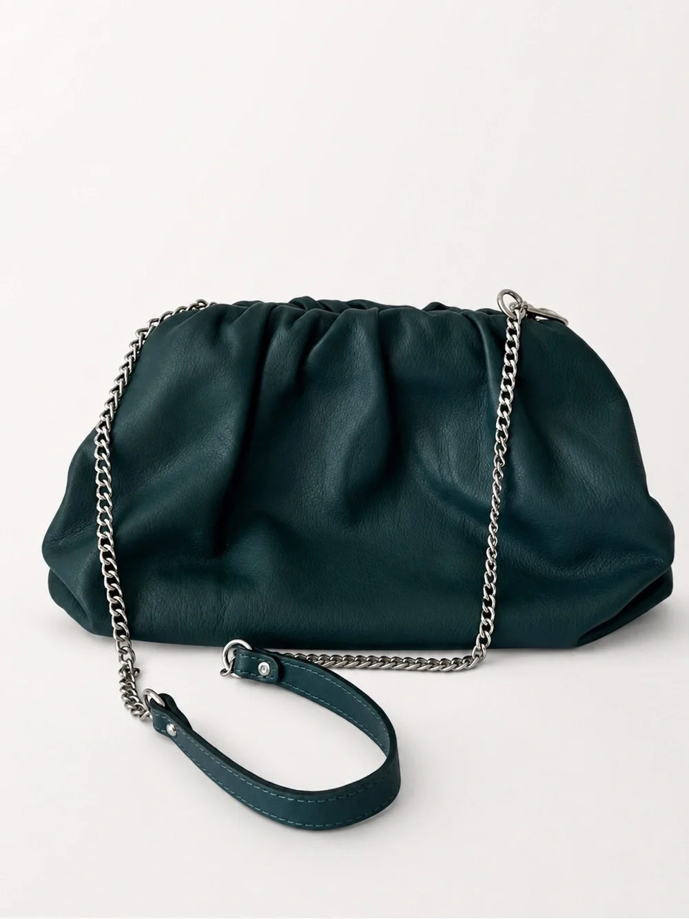 Unica! Firenze Leather Blue Teal Crossbody Convertible Pleated Handbag Clutch